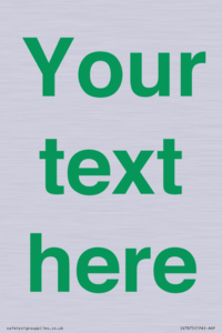 Custom blank information sign. Green text, plain background